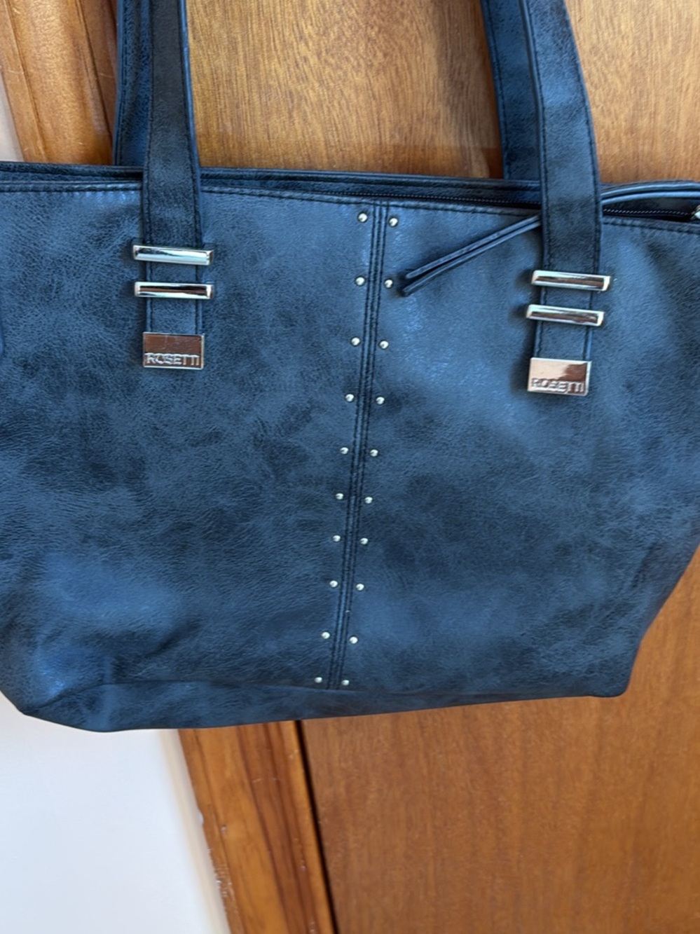 Rosetti Black Faux-Leather Studded Tote